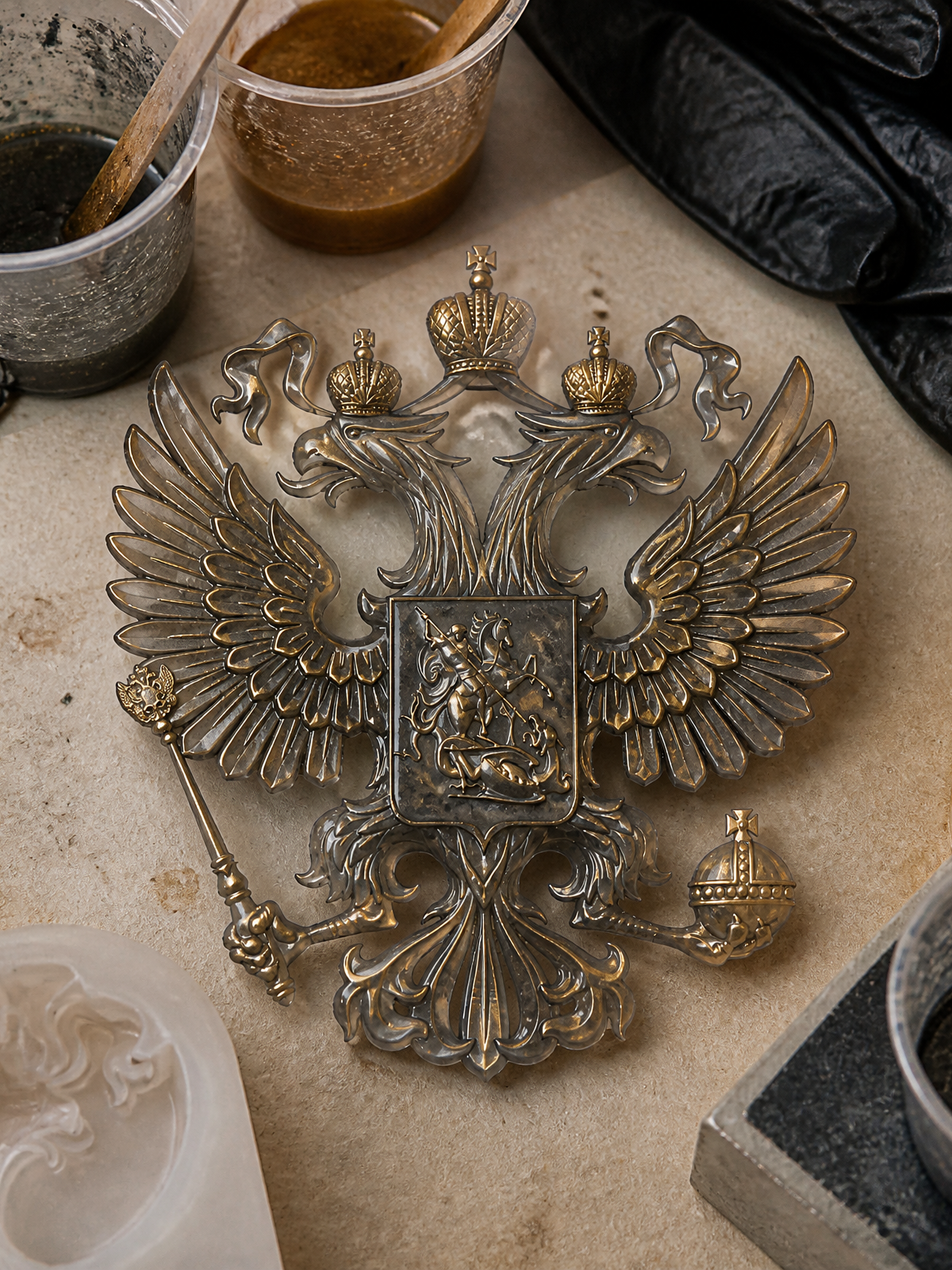 Силиконовая форма Герб России большая 80×88 мм — Арт-Просвет