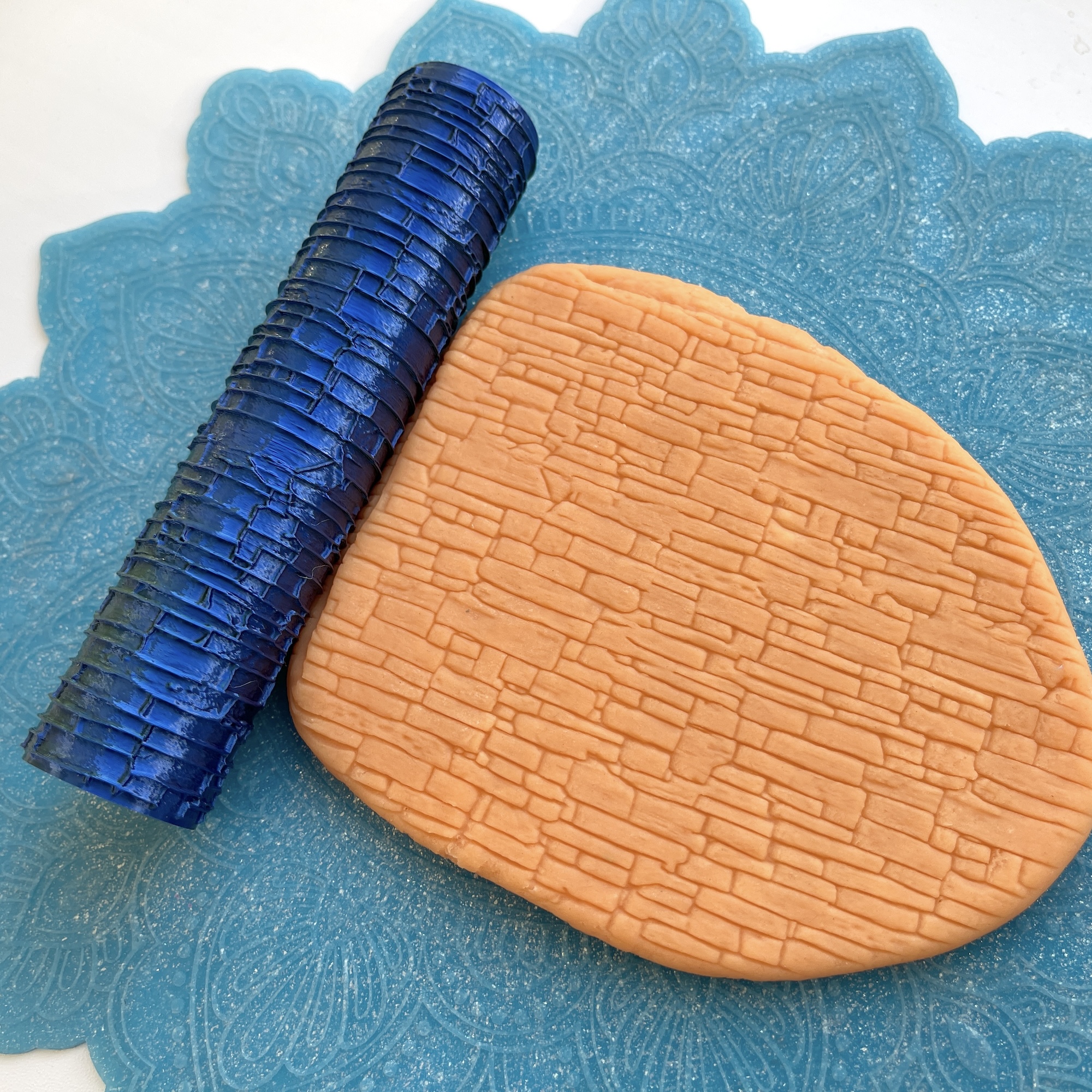 Текстурный ролик (скалка) "Каменная кладка 2" (L), площадь 140x100 мм