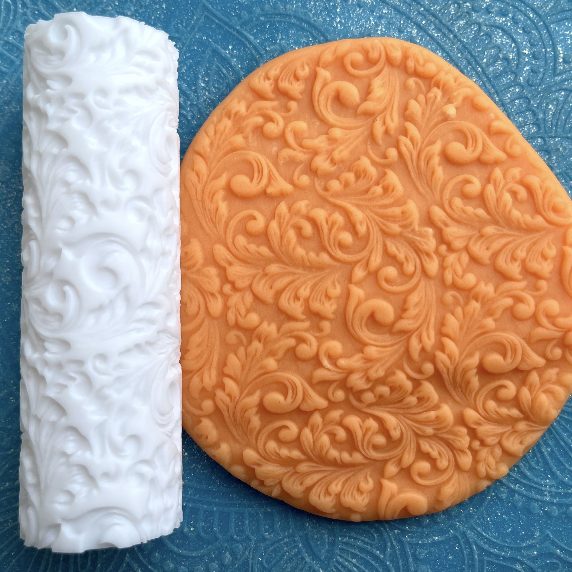 Текстурный ролик (скалка) "Дамаск 7" (L), площадь 100x100 мм