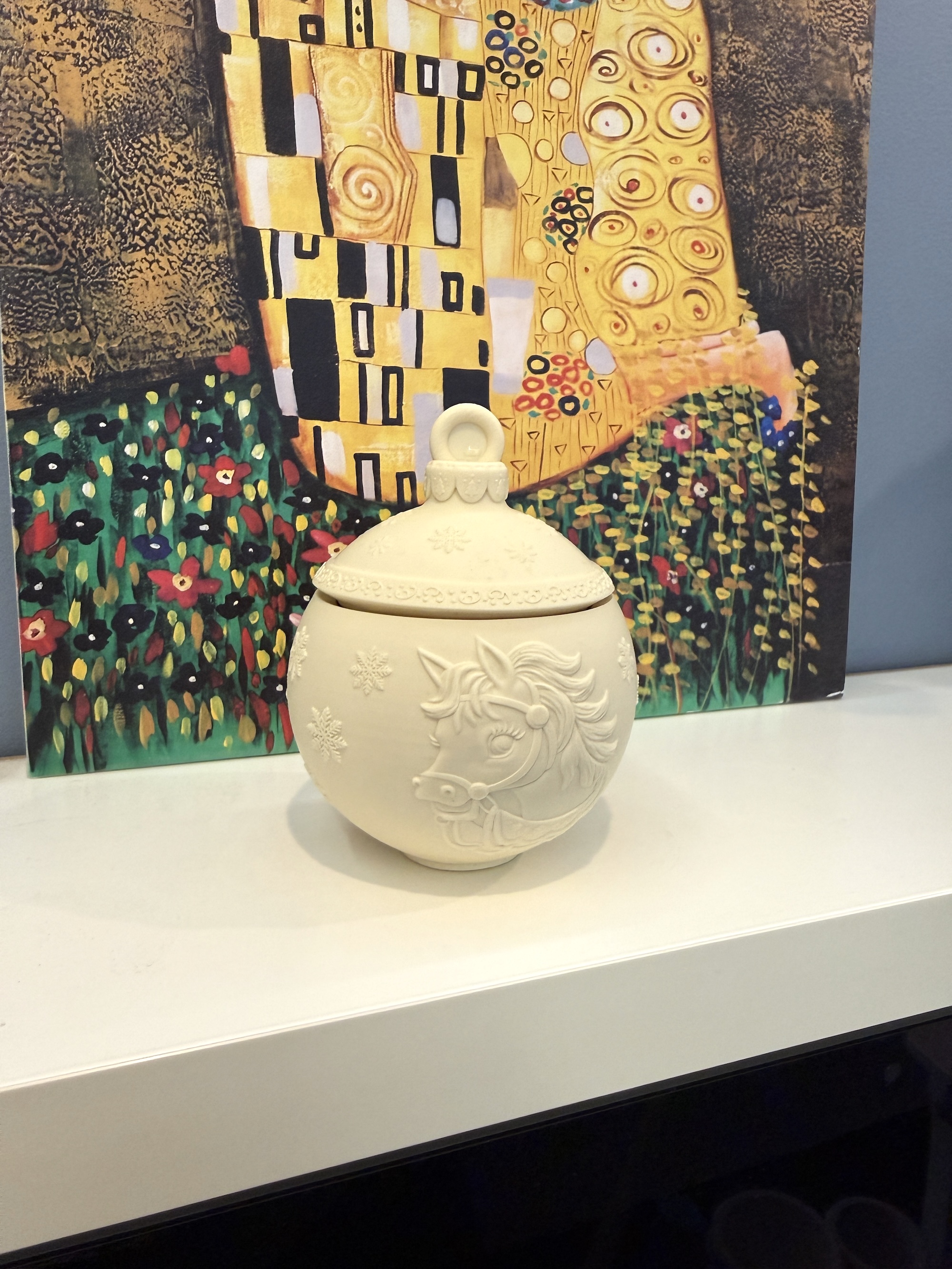 3D-молд контейнер для свечи, шкатулка "Ёлочный шар с лошадкой" (L)