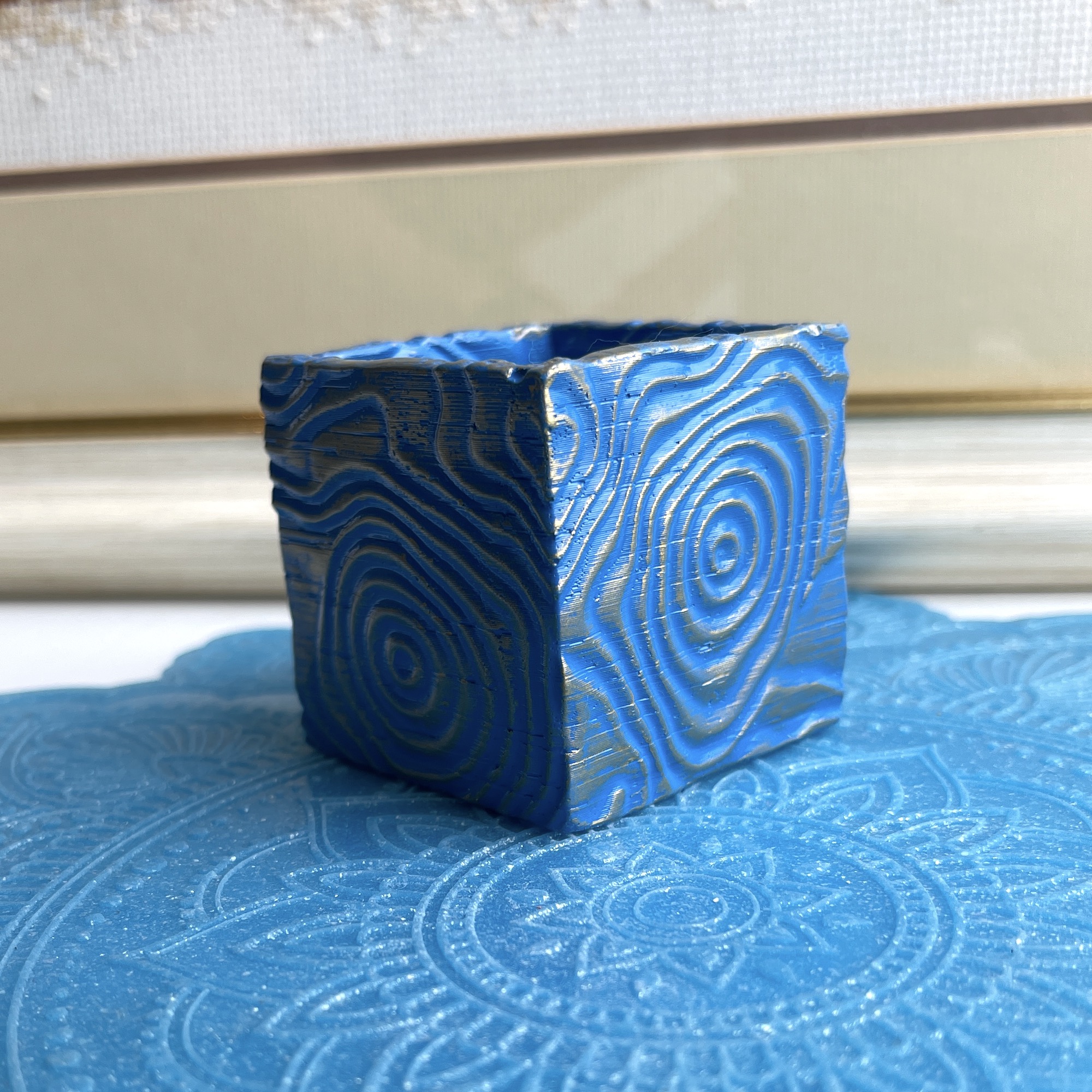 3D-молд  "Квадратное кашпо с абстракцией Кольца" (S)