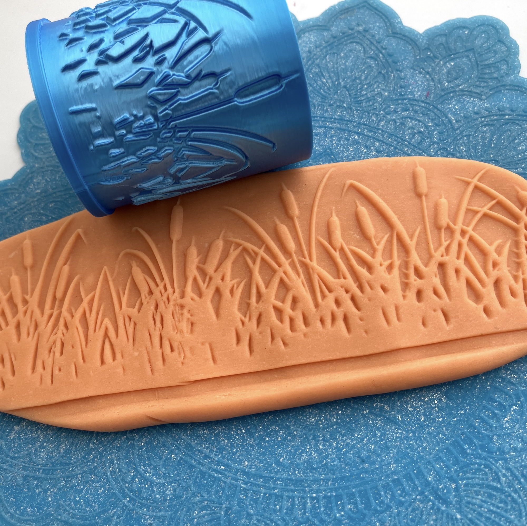 Текстурный ролик/кашпо - "Камыш" (XL), площадь 198x73 мм