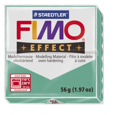FIMO Effect Transparent Green полимерная глина, запекаемая в печке, уп. 56 гр. цвет: полупрозрачный зелёный