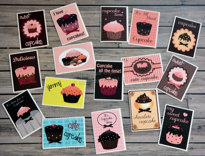 Вырубка из бумаги "Набор марок Десерты"