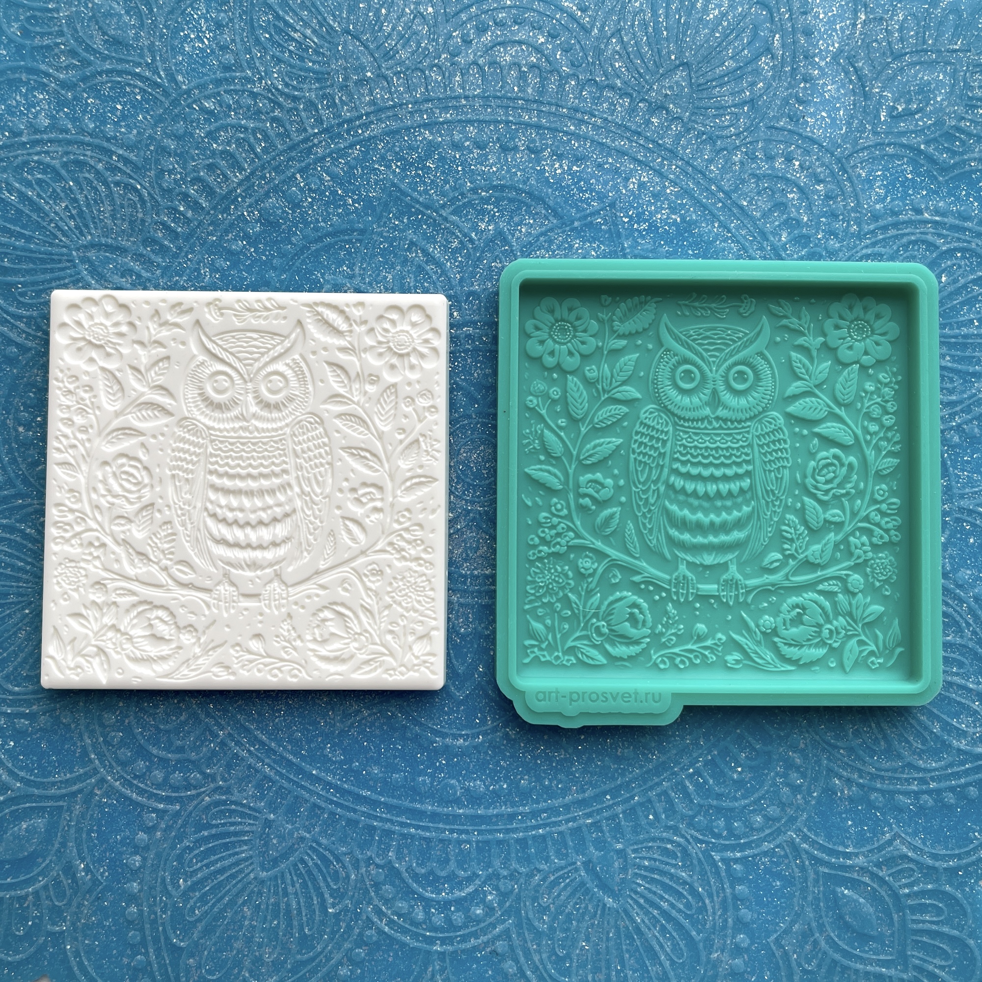 Молд декоративная плитка "Сова" (M) рельеф вдавленный