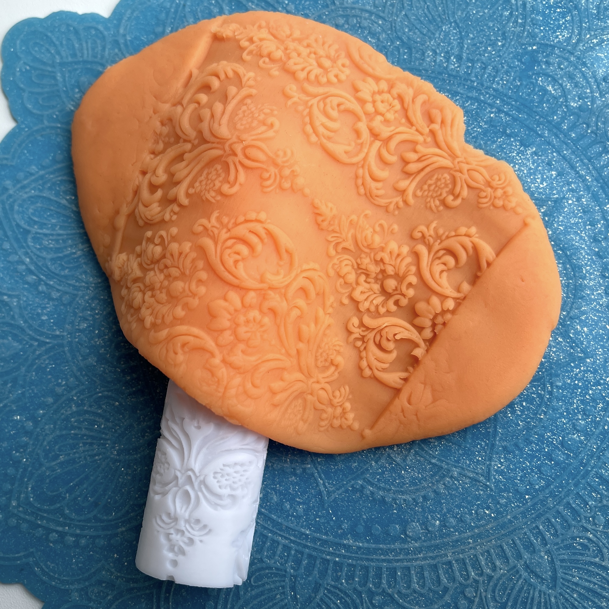 Текстурный ролик (скалка) "Дамаск 1" (L), площадь 100x100 мм