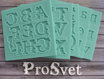 Молд "Алфавит с растительным орнаментом" латиница