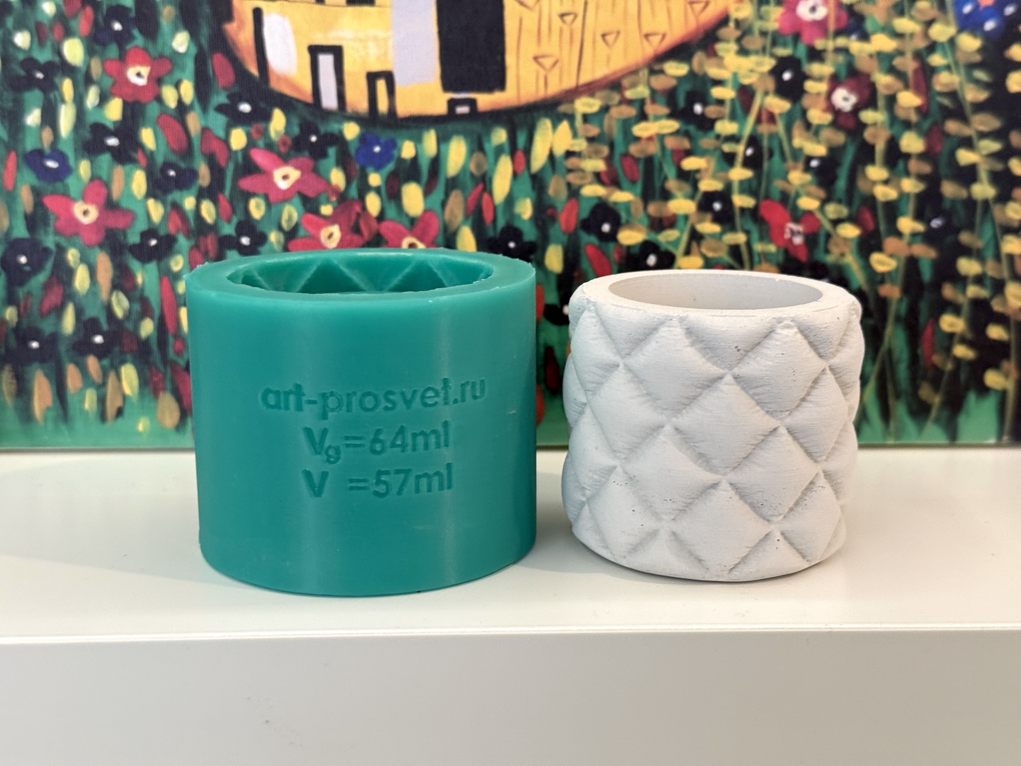 3D-молд "Стёганое кашпо цилиндр" (S)