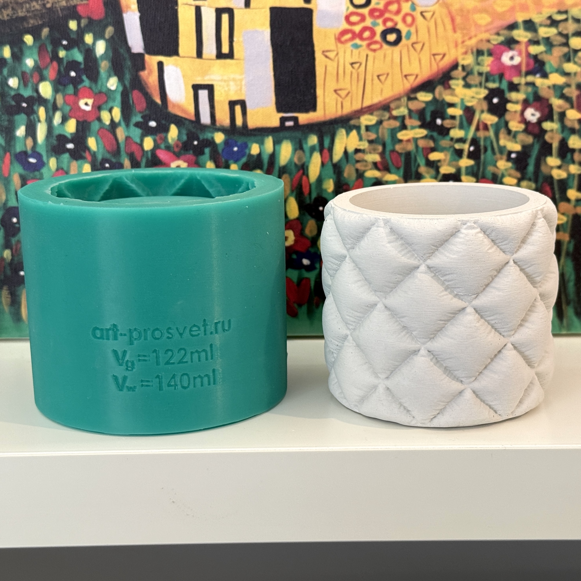 3D-молд "Стёганое кашпо цилиндр" (M)