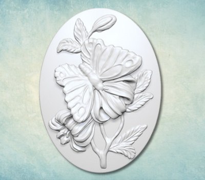 Молд камея "Бабочка на лилии" большая