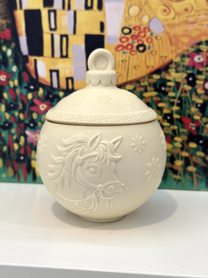 3D-молд контейнер для свечи, шкатулка "Ёлочный шар с лошадкой" (L)