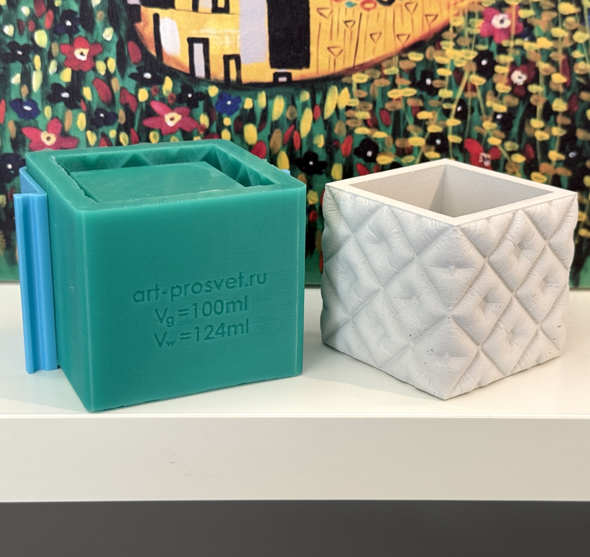 3D-молд "Стёганое кашпо куб" (M)