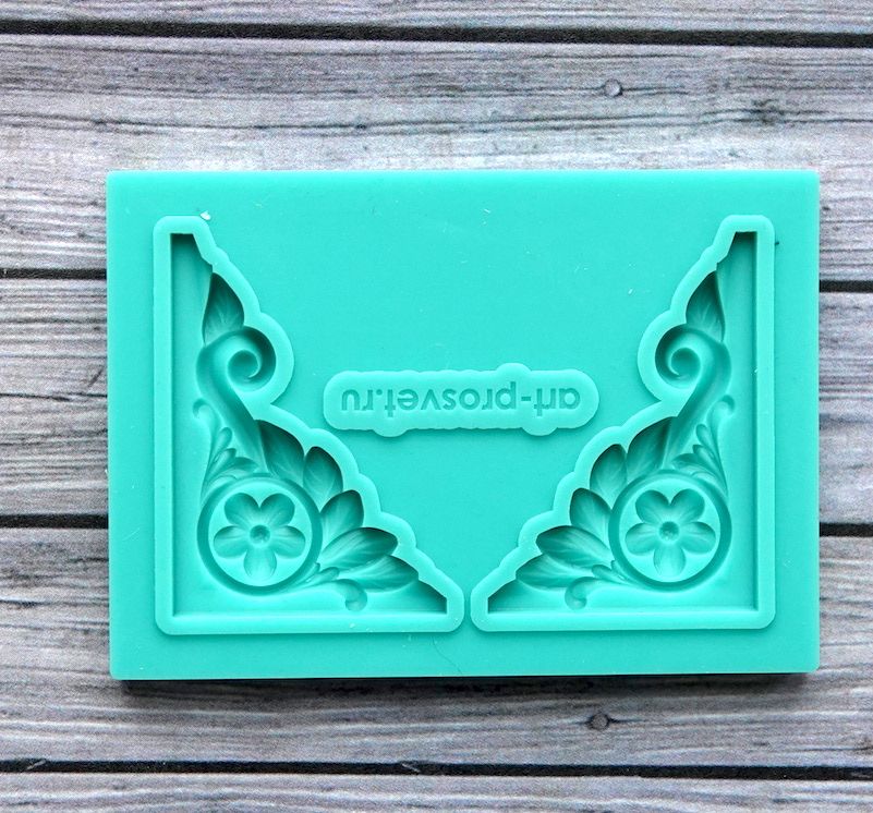 Молд набор "Треугольные уголки с цветком"