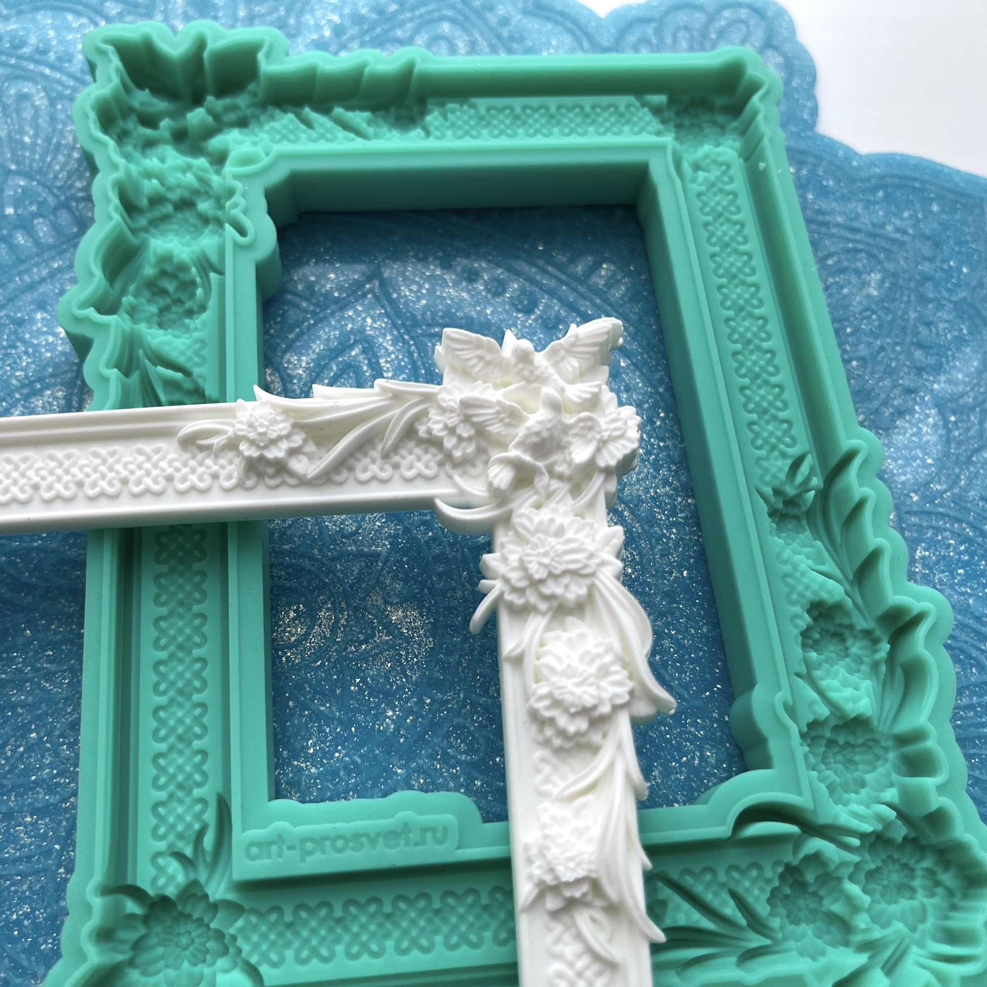 Молд рамка "Цветы и птицы" (XL)