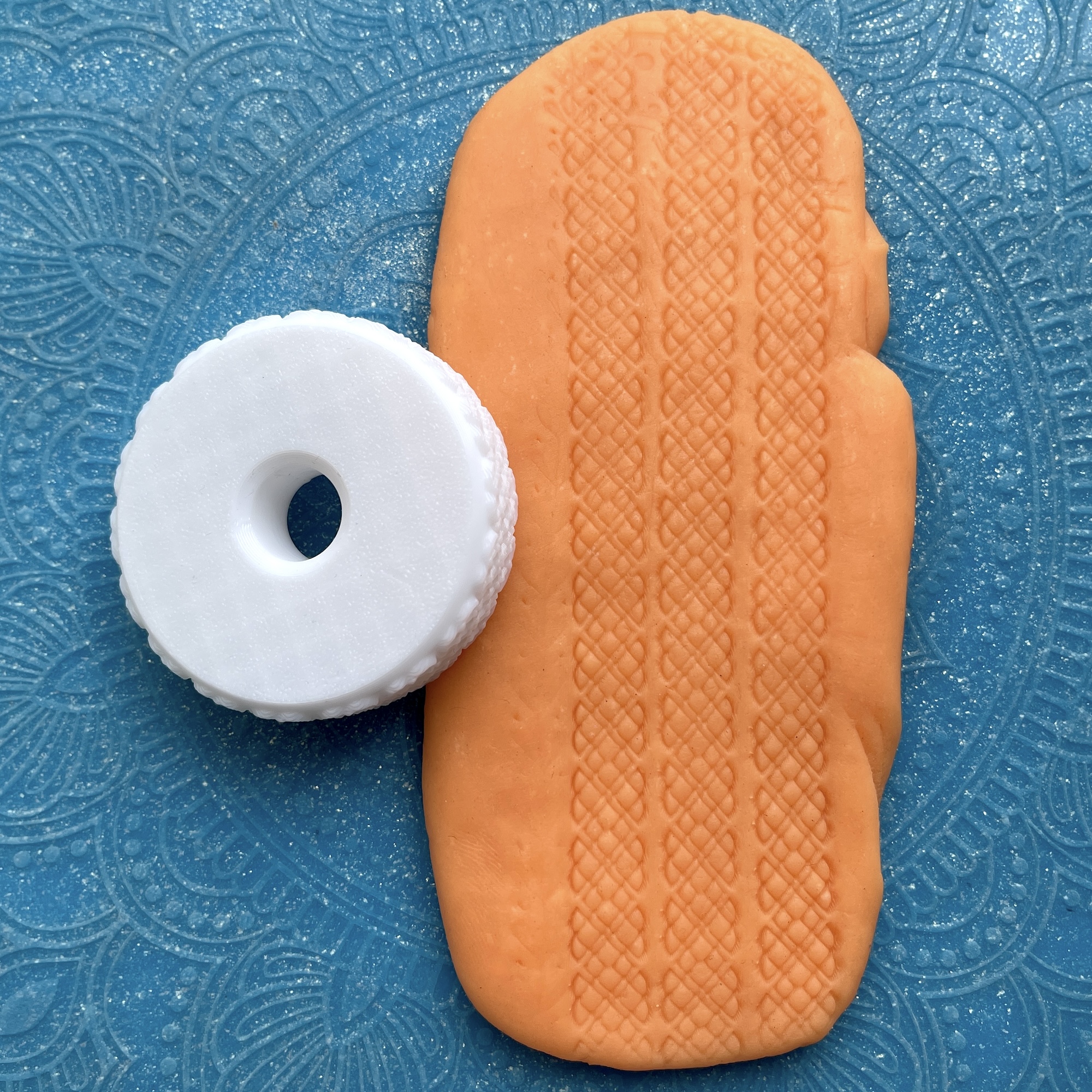 Текстурный ролик (скалка) "Плетенка" (XL), площадь 14x150 мм