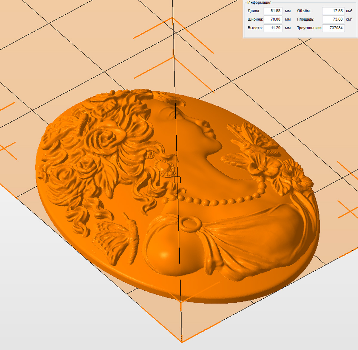Молд камея "Прекрасная дама" (L)