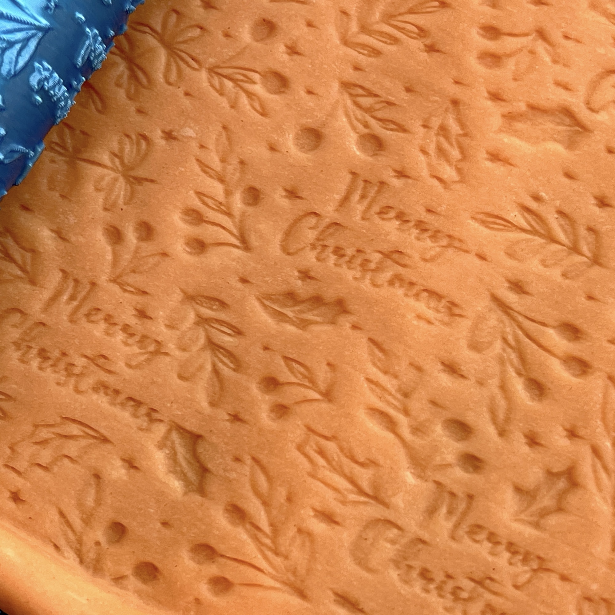 Текстурный ролик (скалка) "Рождество 2" (L), площадь 100x100 мм