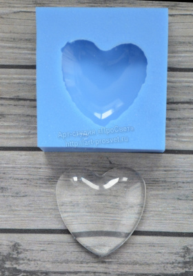 Молд кабошона в форме сердца 25х25мм