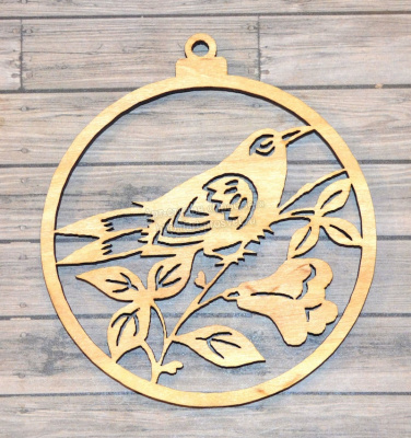 Деревянная заготовка "Шар с птицей"