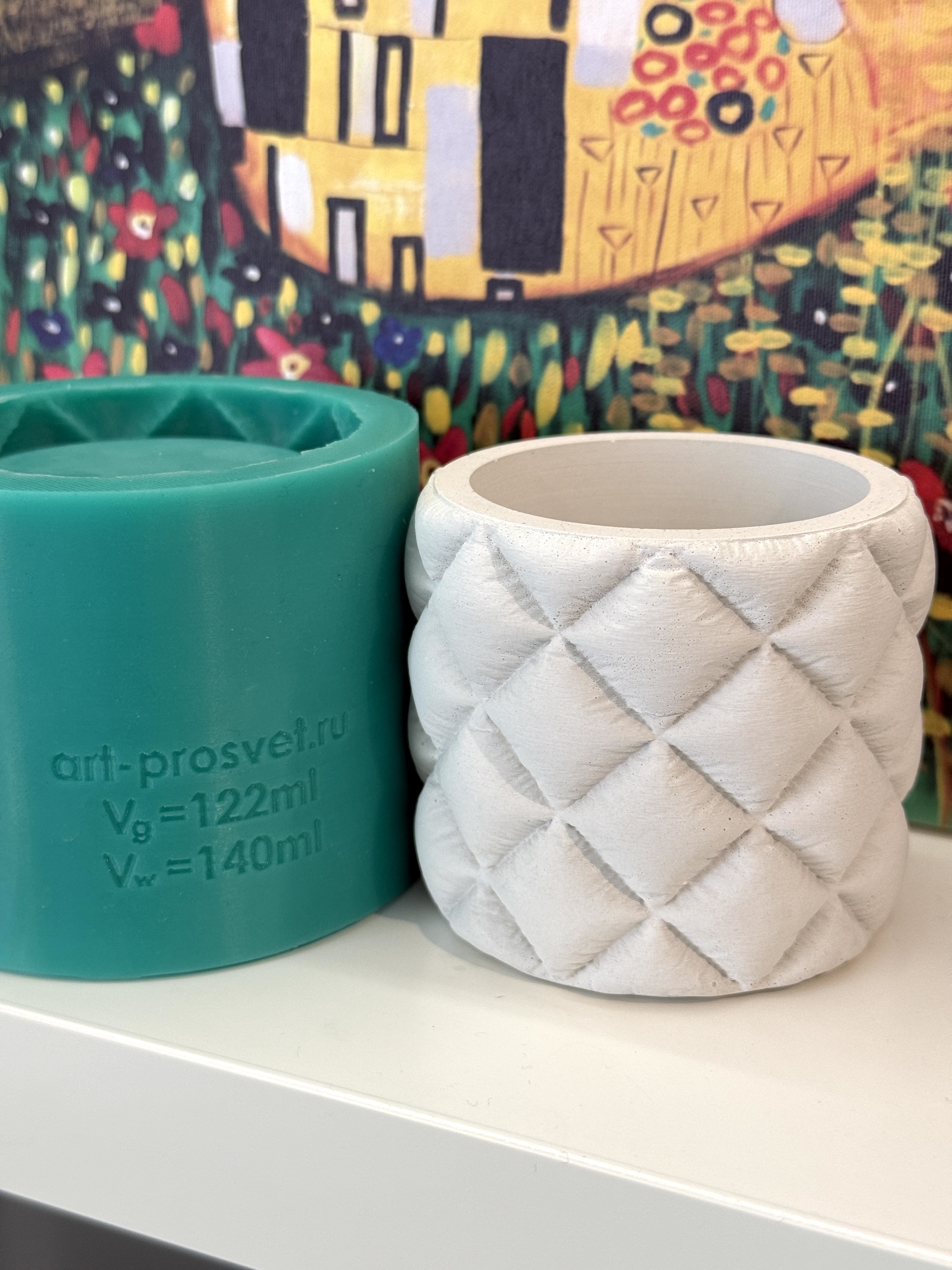 3D-молд "Стёганое кашпо цилиндр" (M)