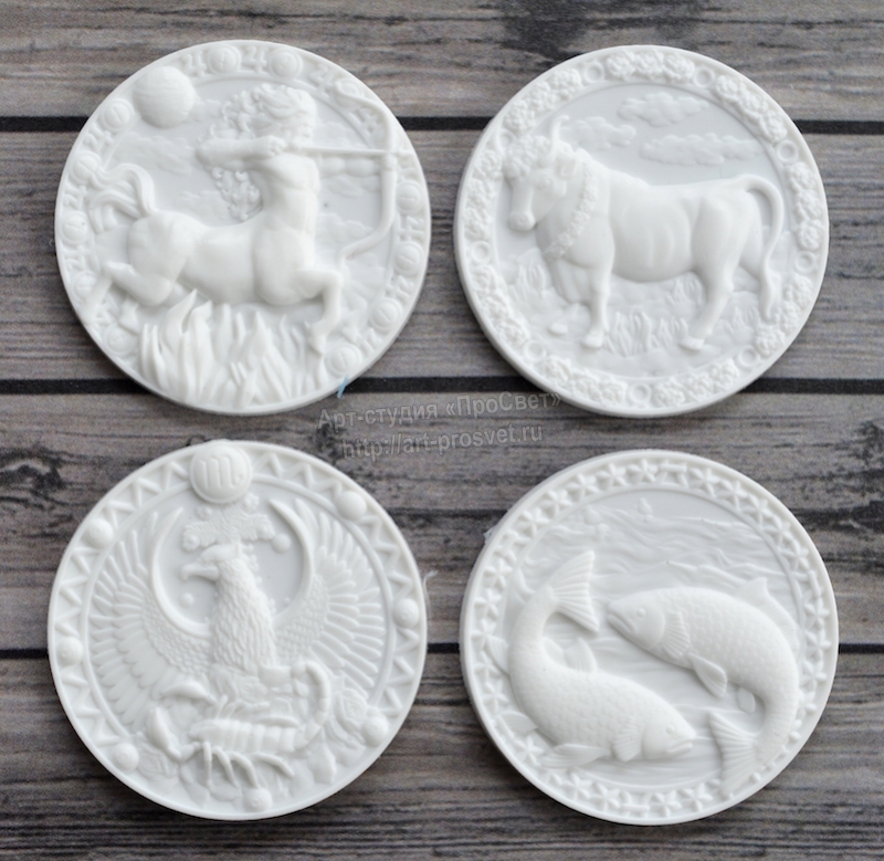 Молд набор "Знаки зодиака" Скорпион, Рыбы, Телец, Стрелец