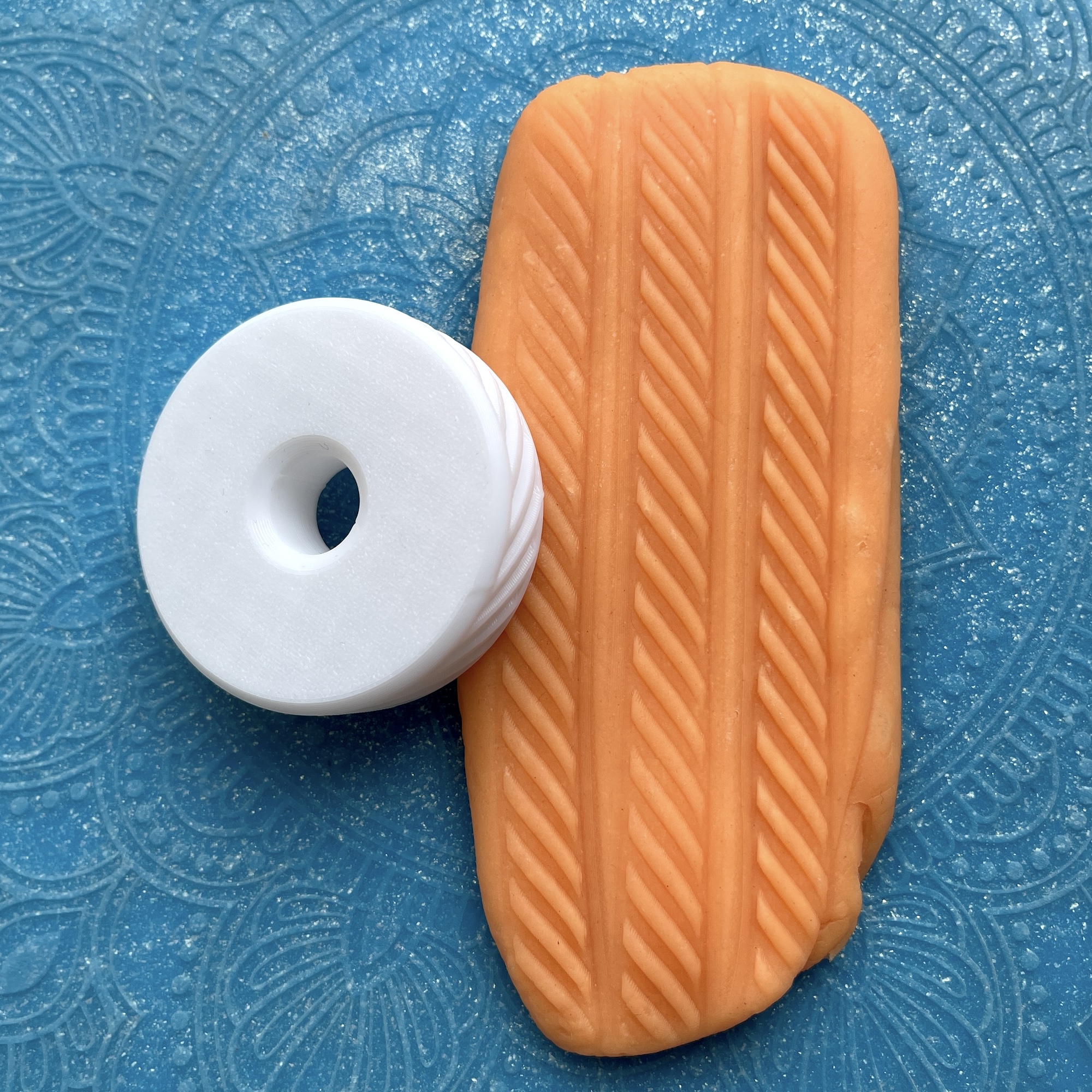 Текстурный ролик (скалка) "Плетенка 2" (XL), площадь 14x150 мм