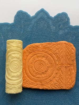 Текстурный ролик (скалка) "Изразец 2" (L), площадь 100x100 мм