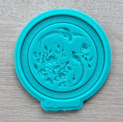 Молд панно "Птицы на розовом кусту" (M)