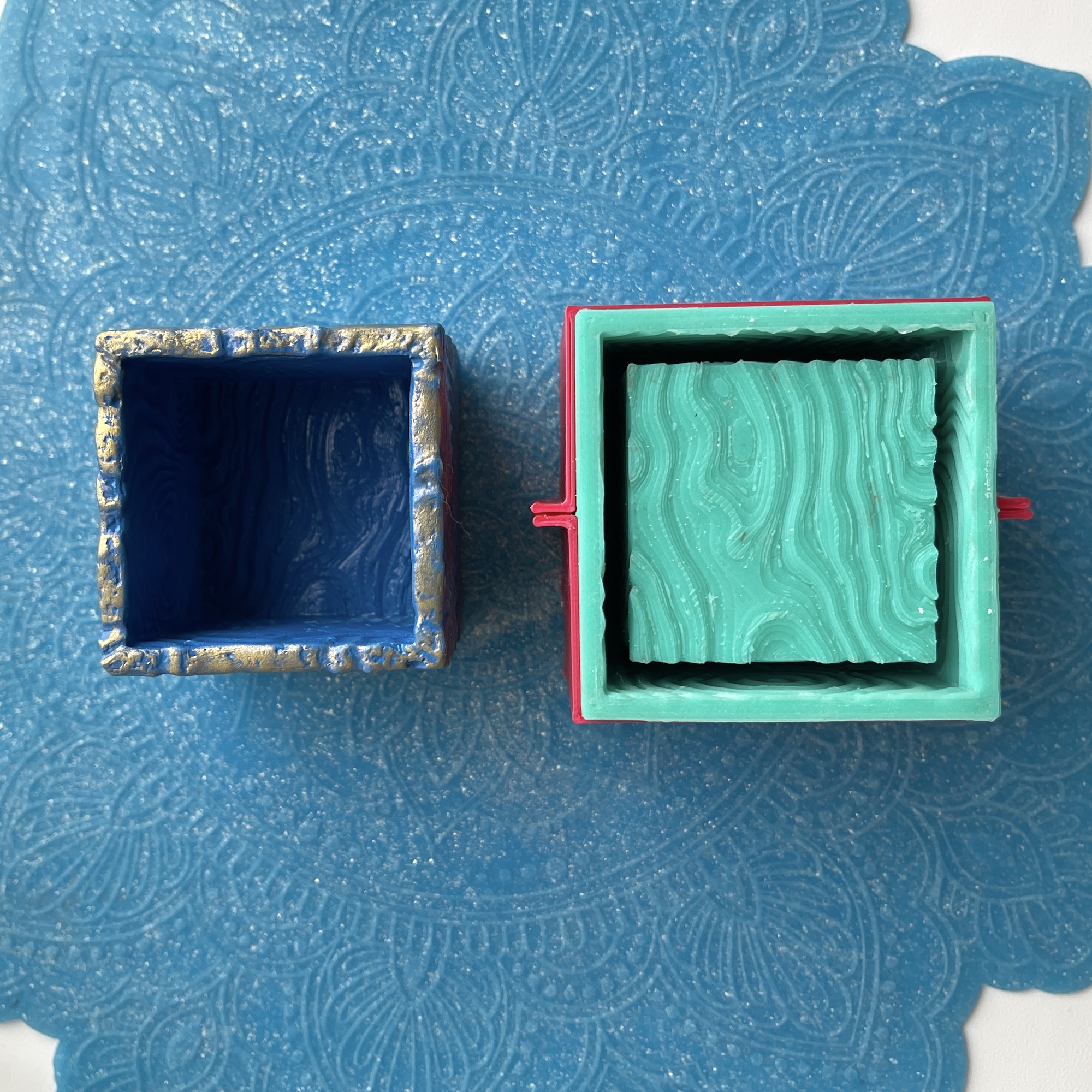 3D-молд  "Квадратное кашпо с абстракцией Кольца" (S)