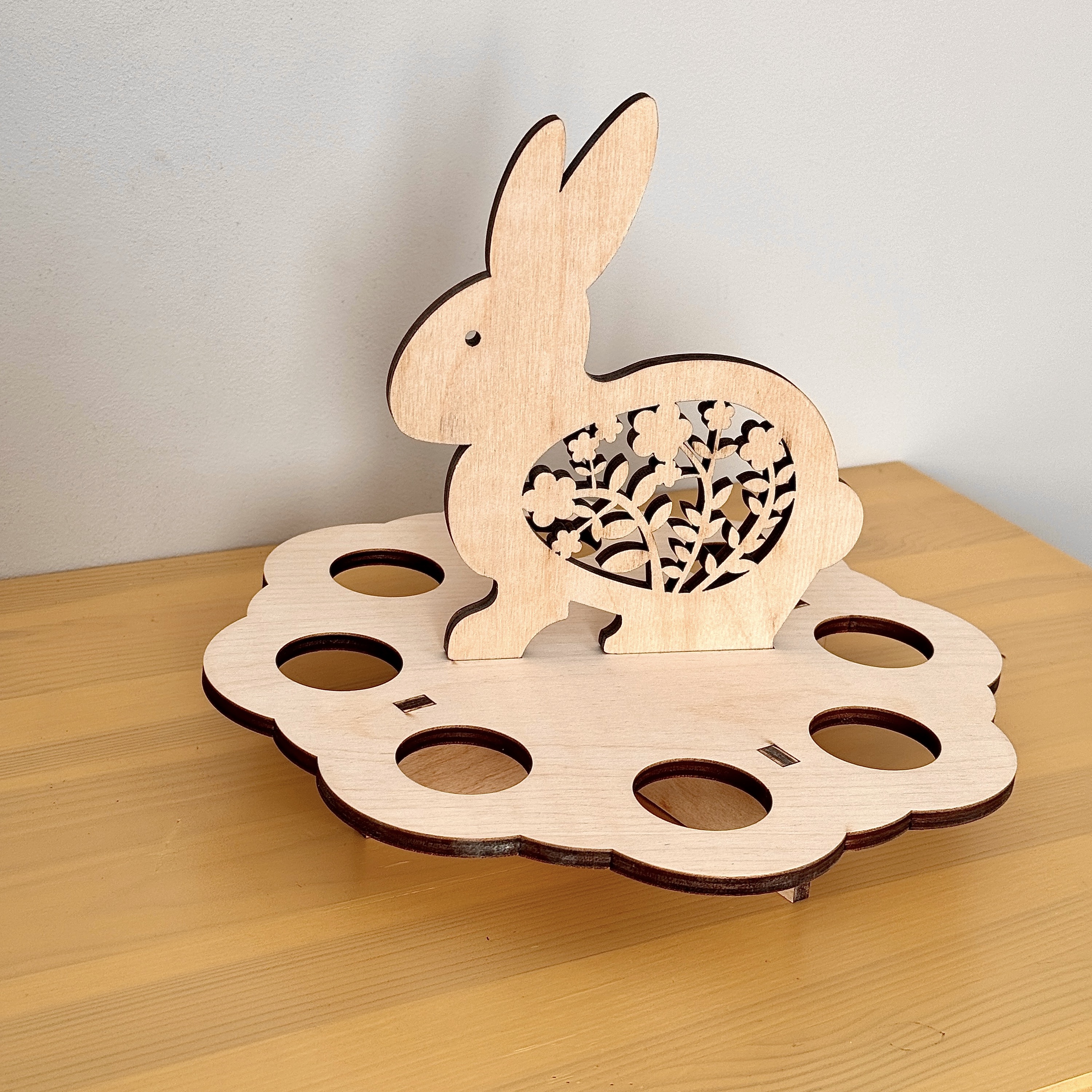 Деревянная заготовка "Пасхальная подставка на 8 яиц с кроликом"