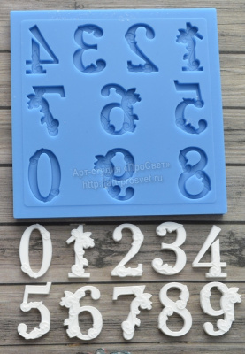 Молд "Цифры с растительным орнаментом"