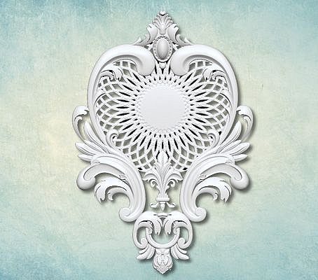 Силиконовый молд «Элемент декора» (L) — вертикальный ажурный медальон с решётчатым овалом в обрамлении акантовых завитков