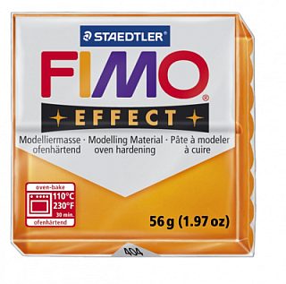 FIMO Effect Transparent Orange полимерная глина, запекаемая в печке, уп. 56 гр. цвет: полупрозрачный оранжевый
