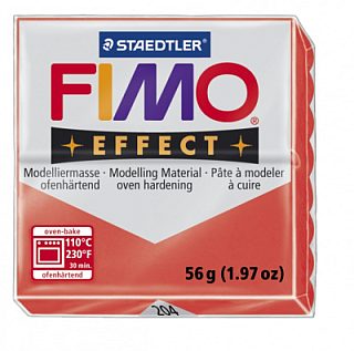 FIMO Effect Transparent Red полимерная глина, запекаемая в печке, уп. 56 гр. цвет: полупрозрачный красный