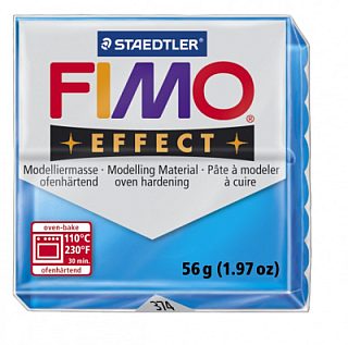 FIMO Effect Transparent Blue полимерная глина, запекаемая в печке, уп. 56 гр. цвет: полупрозрачный синий